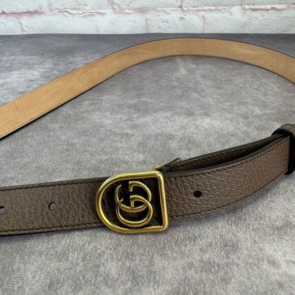 Gucci Interlocking G Brown Leather Belt with Gold Buckle Framed Gg 495128 105/42 - Picture 4 of 9